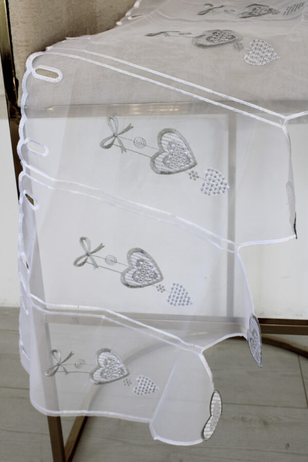 Kész függöny Alíz Konyhai vitrázs voile Szürke Szivecske minta 150x45 cm
