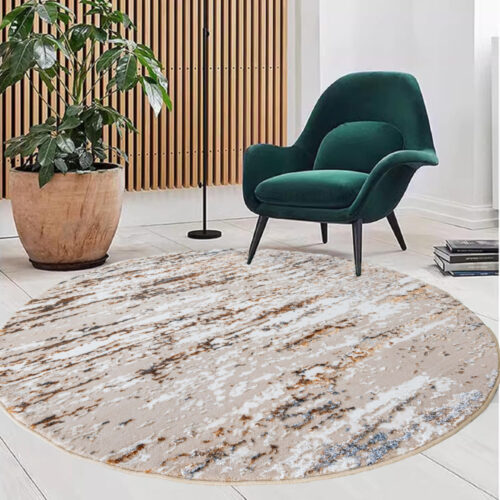 Modern szőnyeg Mykonos 7473 (Grey-Gold) Kerek 160cm Szürke-Arany