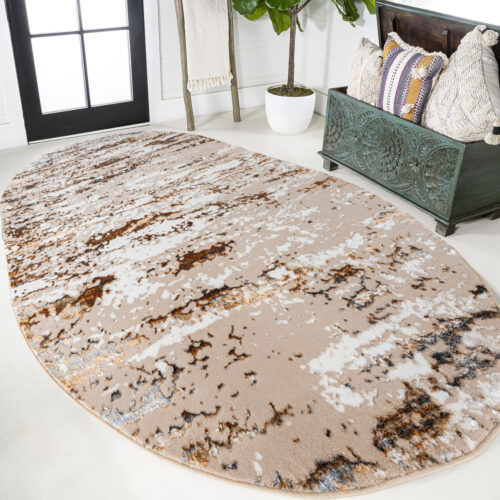 Modern szőnyeg Mykonos 7473 (Grey-Gold) Ovális 60x80cm Szürke-Arany