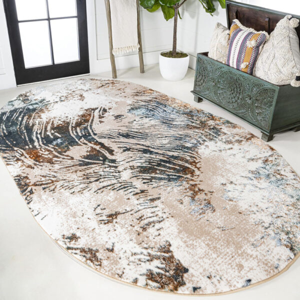 Modern szőnyeg Mykonos 7912 (Grey-Gold) Ovális 60x80cm Szürke-Arany