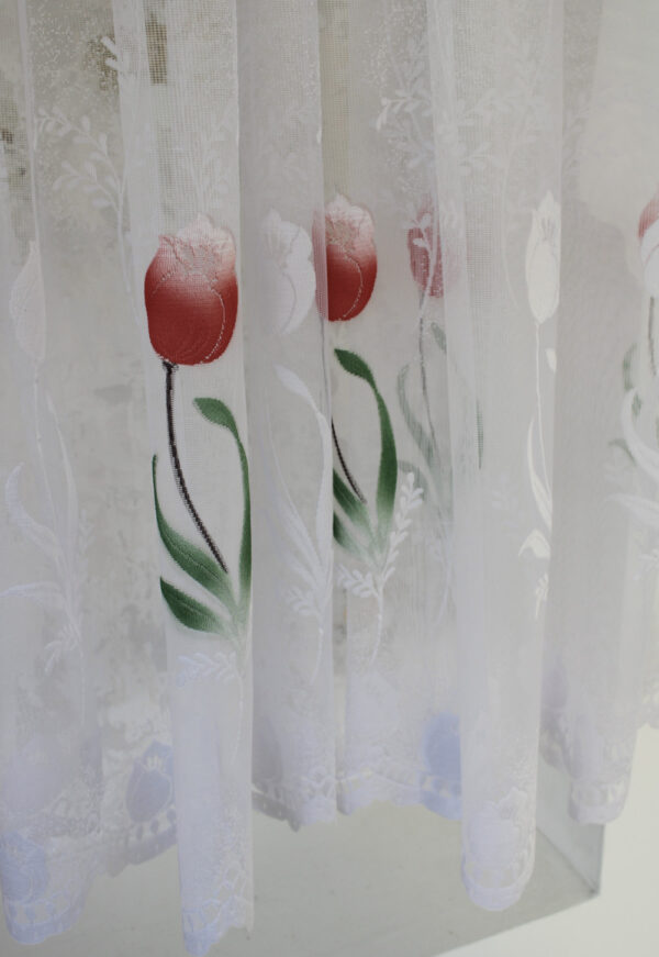 Kész függöny Aurora fehér Piros tulipán minta 500x250cm