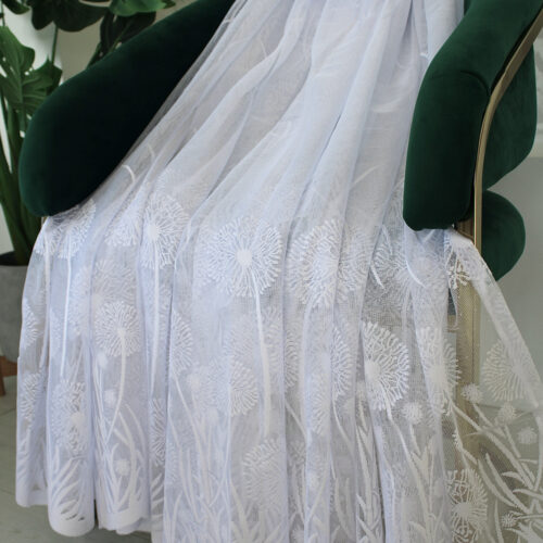 Függöny méteráru Azrah Jacquard Pitypang minta 250cm magas Fehér