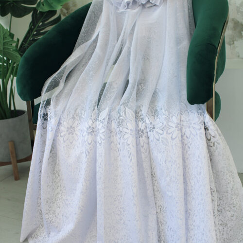 Kész függöny Azrah fehér Márvány margaréta minta 400x180cm