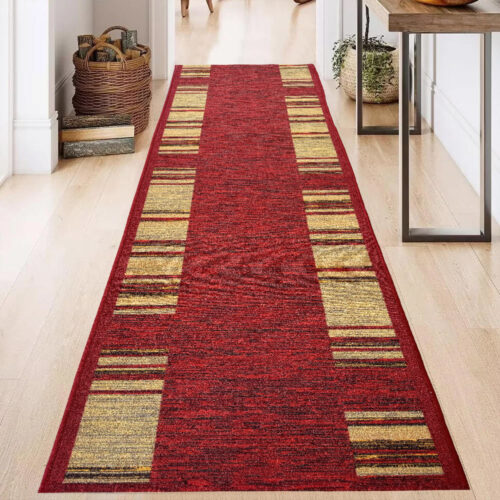Futószőnyeg Boho Csíkos minta Piros 80cm széles méteráru