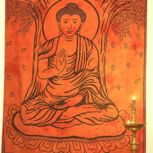 Indiai Ágytakaró Buddha pamut Narancs 205x230cm