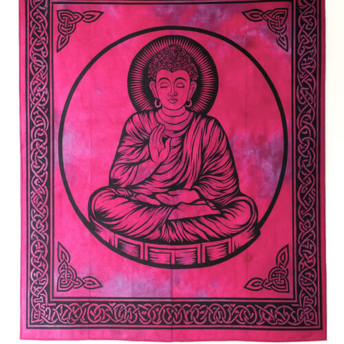 Indiai Ágytakaró Buddha pamut rózsaszín 205x230cm