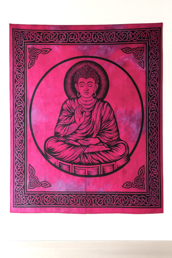 Indiai Ágytakaró Buddha pamut rózsaszín 205x230cm