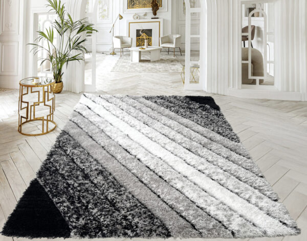 Shaggy szőnyeg California 3D 563 (Grey White) 60x110cm Szürke-Fehér