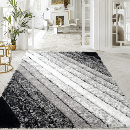 Shaggy szőnyeg California 3D 563 (Grey White) 60x220cm Szürke-Fehér