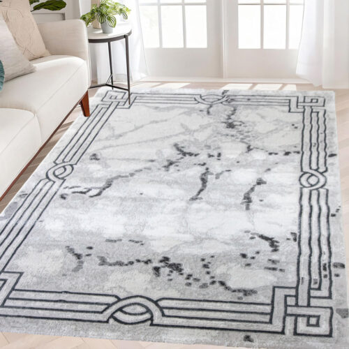 Modern szőnyeg Cleopatra 8563 (White-Grey) 80x250cm Szürke