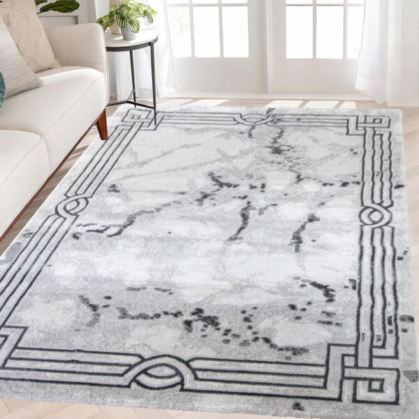 Modern szőnyeg Cleopatra 8563 (White-Grey) 80x250cm Szürke