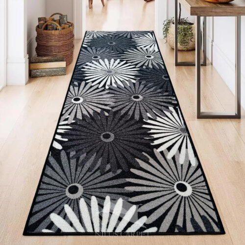 Futószőnyeg Dalí Antracit margarétás 80cm széles méteráru