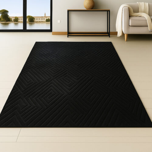 Modern szőnyeg Luxor geometrikus (Black) 66x220cm Fekete