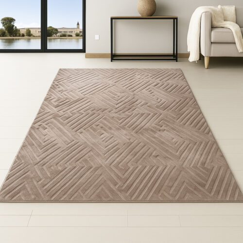 Modern szőnyeg Luxor geometrikus (D Mink) 66x220cm Kamel