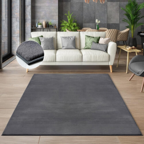 Modern szőnyeg Melba Plüss (Antracit) 200x280cm Sötét Szürke