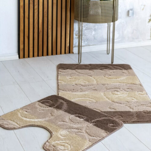 Fürdőszoba szőnyeg Extra Nagy bézs indás 2 részes 60x100cm