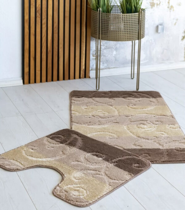 Fürdőszoba szőnyeg Extra Nagy bézs indás 2 részes 60x100cm