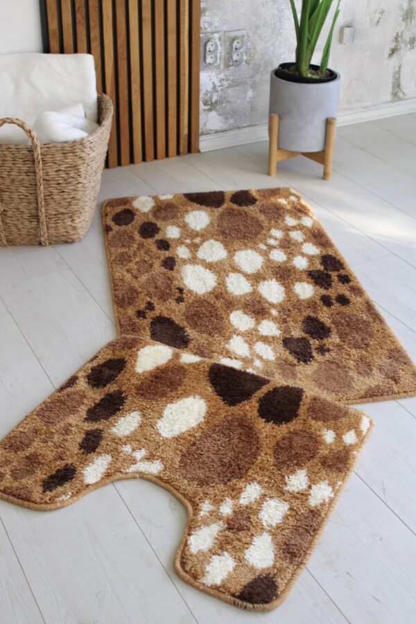 Fürdőszoba szőnyeg Extra Nagy camel kavicsos 2 részes 60x100cm