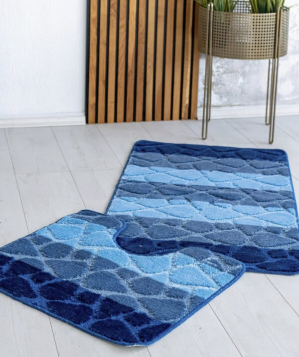 Fürdőszoba szőnyeg Extra Nagy kék geometrikus 2 részes 60x100cm