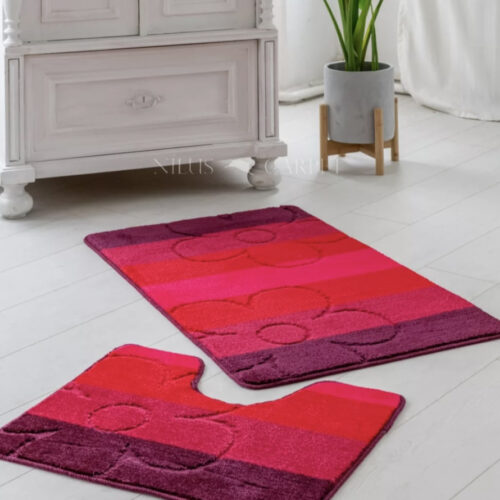 Fürdőszoba szőnyeg Extra Nagy piros margarétás 2 részes 60x100cm