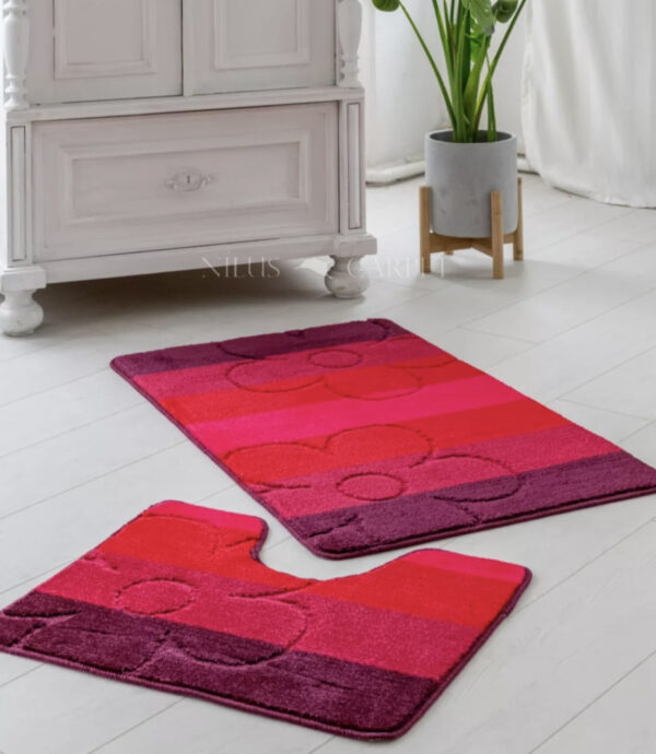 Fürdőszoba szőnyeg Extra Nagy piros margarétás 2 részes 60x100cm
