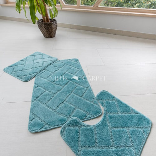 Fürdőszoba szőnyeg 3 részes Lotus türkiz zöld 50x80cm
