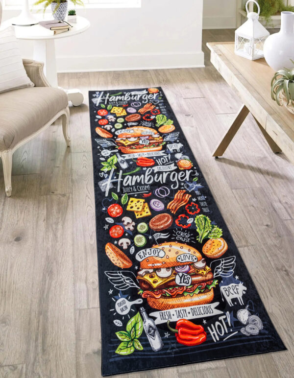 Konyhai szőnyeg Gordon 80x150cm Fekete Hamburgeres