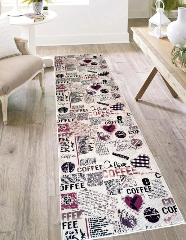 Konyhai szőnyeg Gordon 60x180cm Szív Kávés Burgundy
