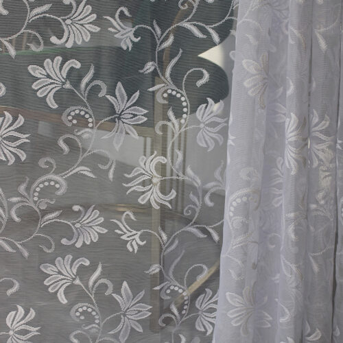 Kész függöny Jacquard fehér Liliom virág mintás 500x250cm