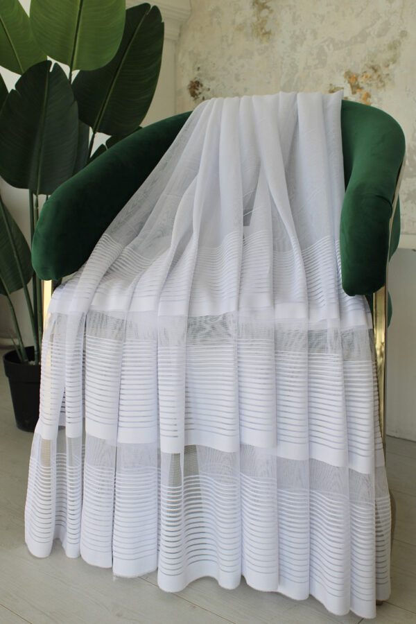 Kész függöny Jacquard fehér modern csíkos mintás 500x250cm