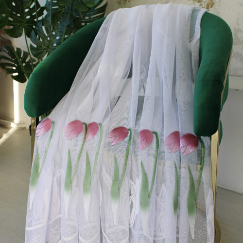 Kész függöny Jacquard Púder Tulipán mintás 500x250cm