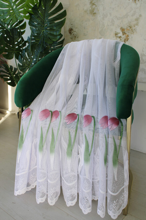 Kész függöny Jacquard Púder Tulipán mintás 500x250cm