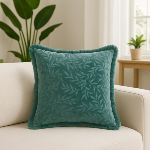 Velvet Leaf Green párnahuzat 45x45cm