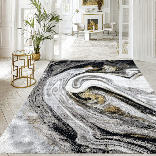 Modern szőnyeg Marble 163 (Black) 240x330cm Fekete-Arany