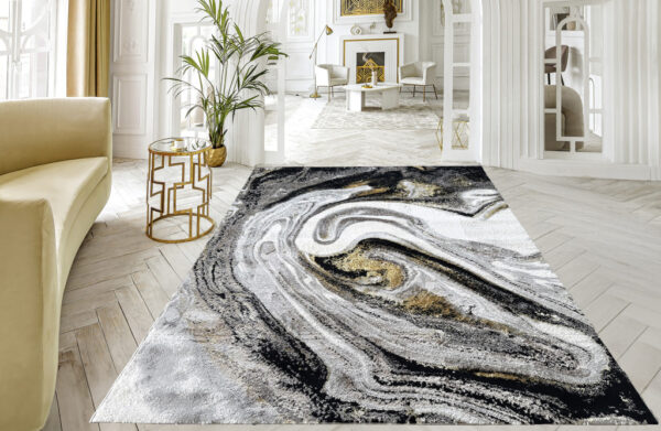 Modern szőnyeg Marble 163 (Black) 240x330cm Fekete-Arany
