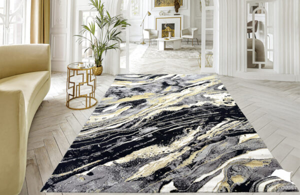 Modern szőnyeg Marble 351 (Black) 240x330cm Fekete-Arany