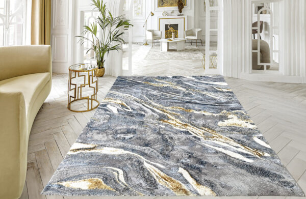 Modern szőnyeg Marble 351 (Blue-Gold) 80x150cm Kék-Arany
