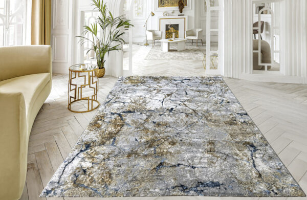 Modern szőnyeg Marble 4695 (Blue-Gold) 80x150cm Kék-Arany