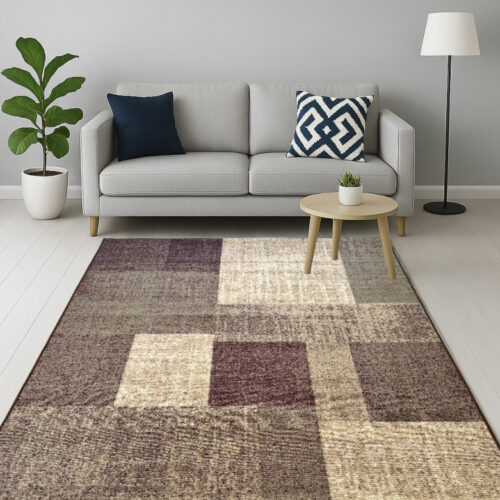 Modern szőnyeg Patchwork (Brown) 80x150cm Bézs