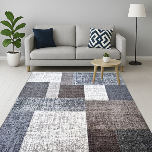 Modern szőnyeg Patchwork (Grey Beige) 80x150cm Szürke-Bézs