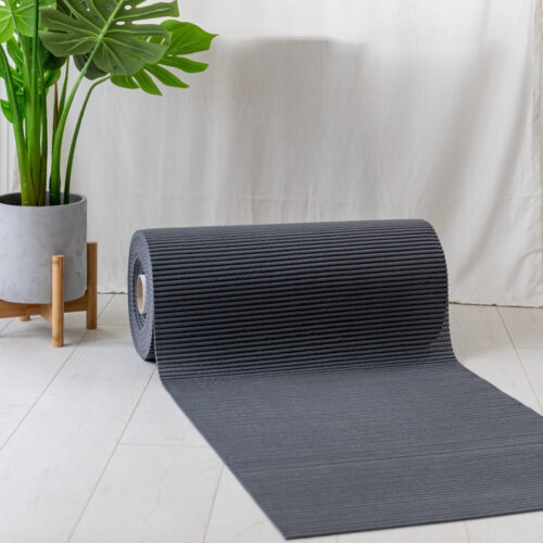 Fürdőszoba szőnyeg PVC antracit egyszinű 65cm széles