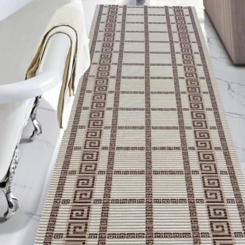 Fürdőszoba szőnyeg PVC Hermes Szürke Bézs mintás 65cm széles