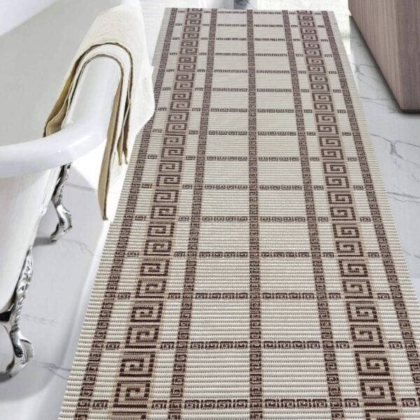 Fürdőszoba szőnyeg PVC Hermes Szürke Bézs mintás 65cm széles