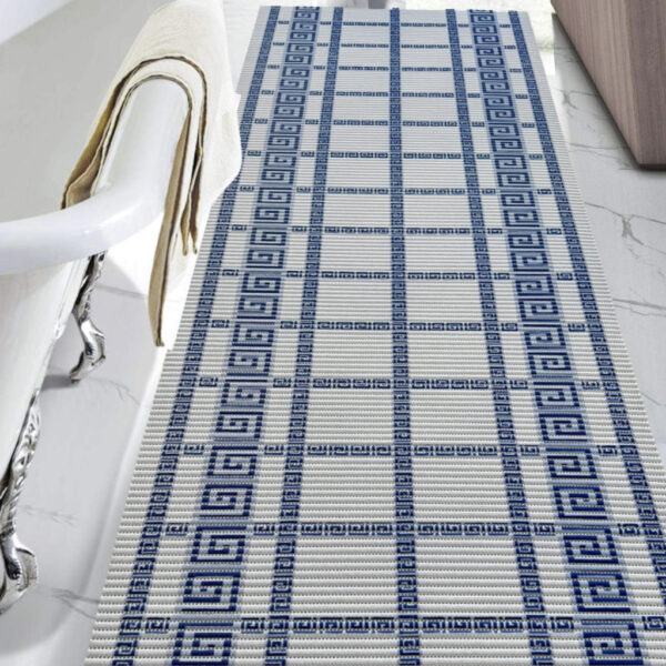 Fürdőszoba szőnyeg PVC Hermes Kék Görög mintás 65cm széles