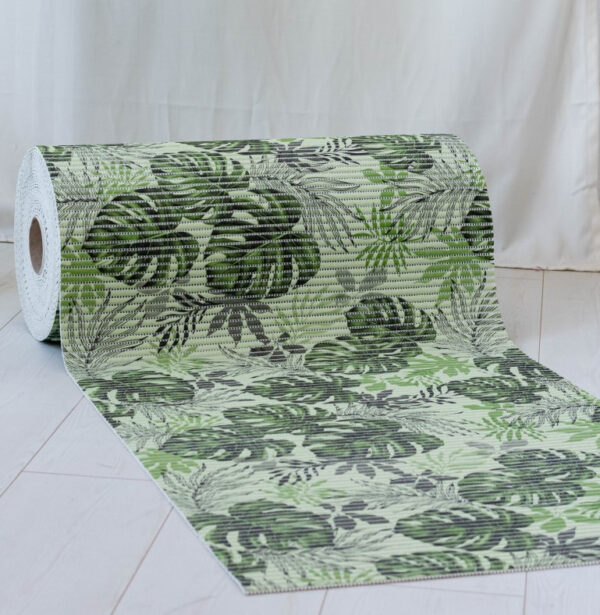 Fürdőszoba szőnyeg PVC zöld pálma 65cm széles