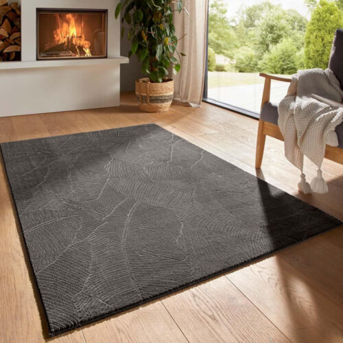 Modern szőnyeg Rio 3D Garden (Antracit) 60x220cm Sötét Szürke