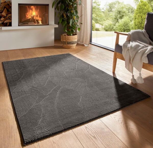 Modern szőnyeg Rio 3D Garden (Antracit) 60x220cm Sötét Szürke