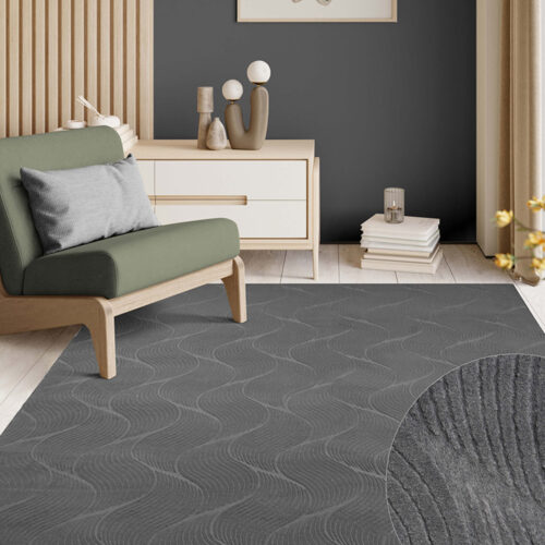 Modern szőnyeg Rio 3D Orla (Antracit) 60x220cm Sötét Szürke