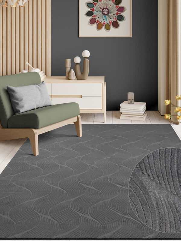 Modern szőnyeg Rio 3D Orla (Antracit) 60x220cm Sötét Szürke