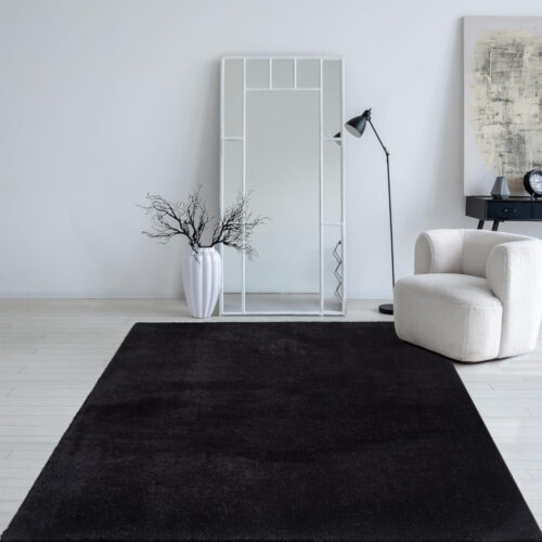 Modern szőnyeg Palm Plüss (Black) 80x150cm Fekete